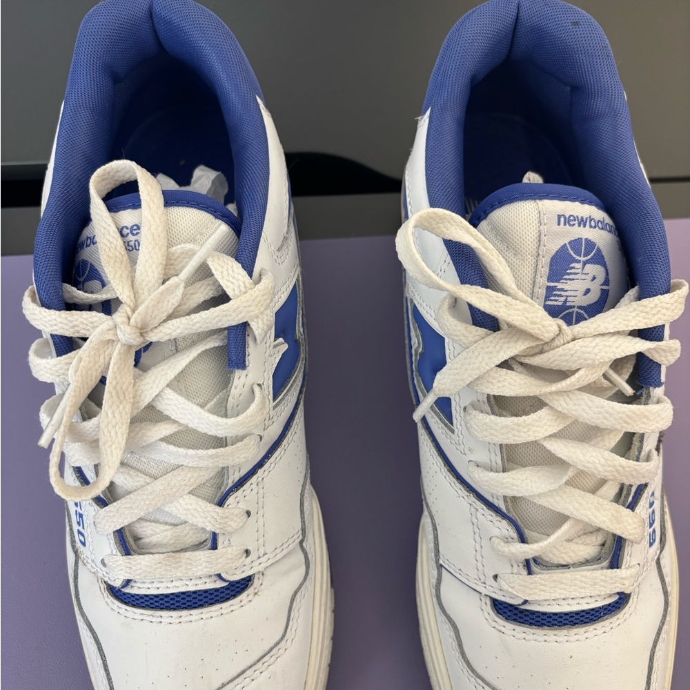 New Balance 550 White and Purple Sneakers - Picture 4 of 8